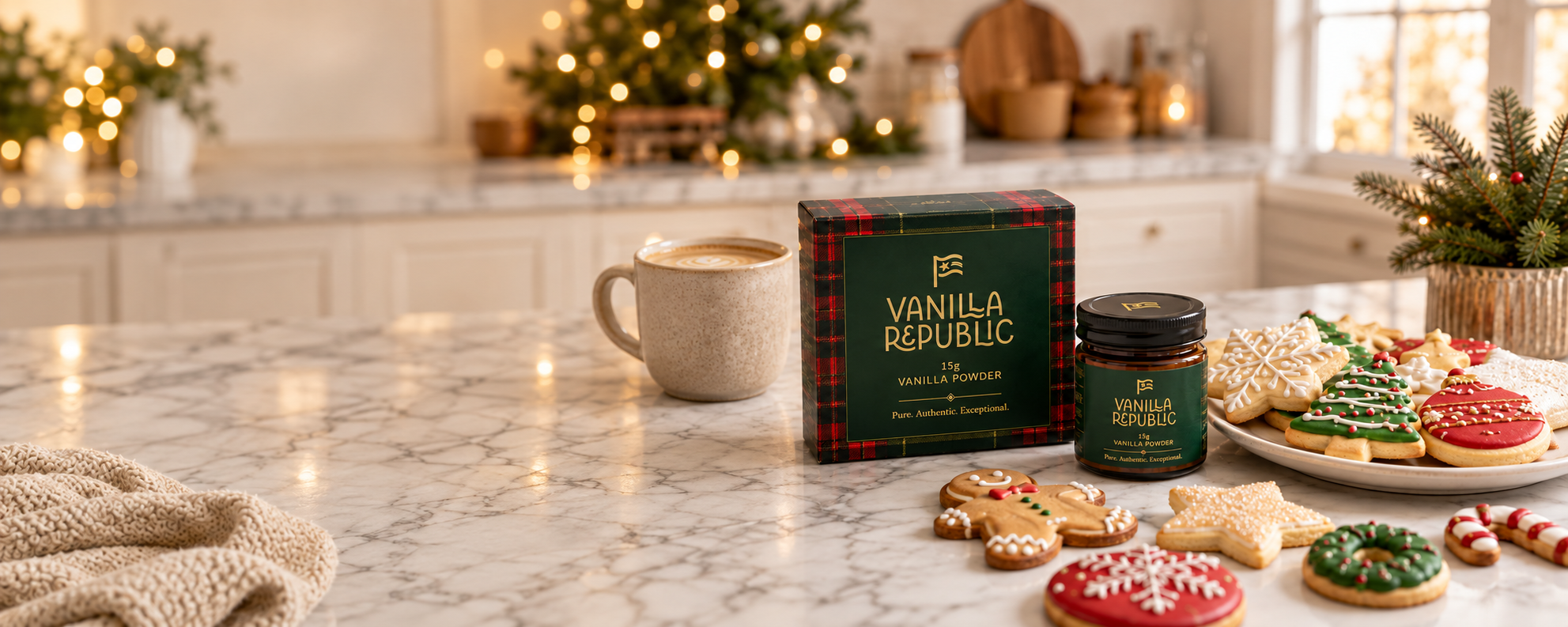 Vanilla and cookies in a warm kitchen